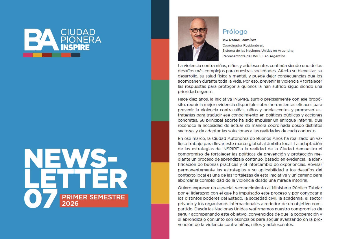 Newsletter 07 de INSPIRE - Organización Mundial de la Salud, Ministerio Público Tutelar, Gobierno de la Ciudad de Buenos Aires, Red por la Infancia.